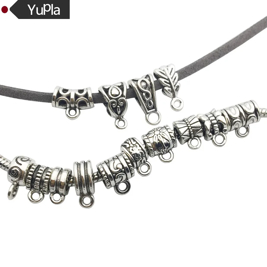 30pcs/Lot Antique Silver Charm Beads Pendant Clasp Connectors for Bracelet Necklace Jewelry Making Craft Accessories DIY Jewelry