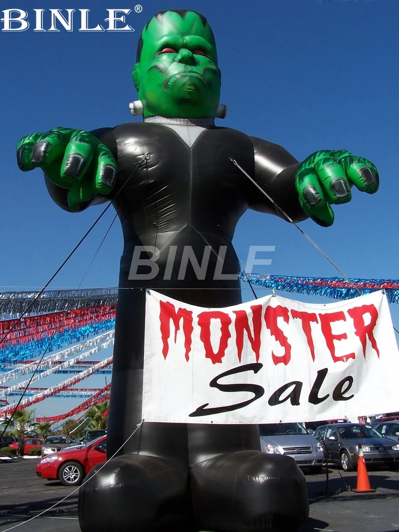 

Custom 6mH giant advertisement scary inflatable Halloween Monster the Frankenstein holding a banner for decoration