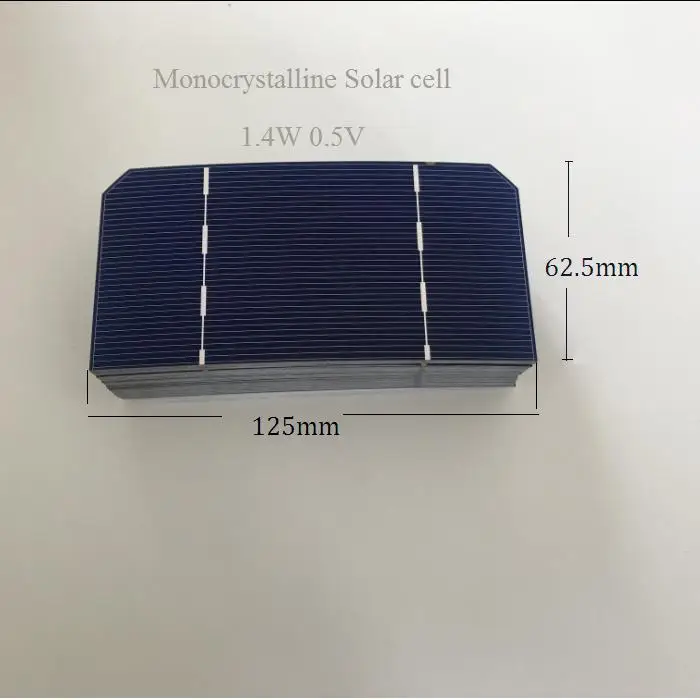 40pcs 125mm*62.5mm Mono crystalline Silicon Solar cells 1.4W 0.5V each piece For diy 50W Solar panel charger