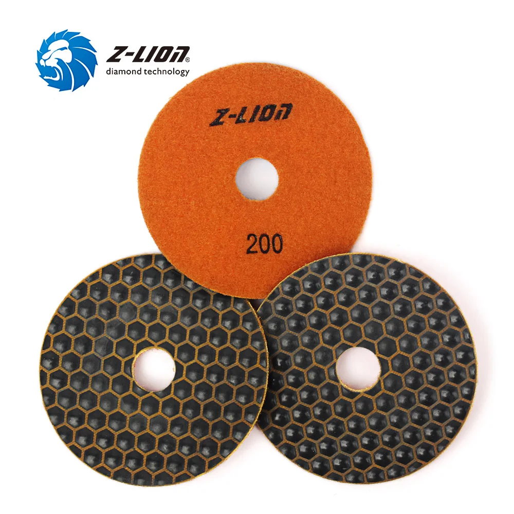 Imagem -04 - Z-lion Peças Polegada Seco Diamante Polimento Almofada Flexível Resina Bond Mármore Granito Disco de Lixamento 100 mm Hexágono Seco Polonês Almofadas