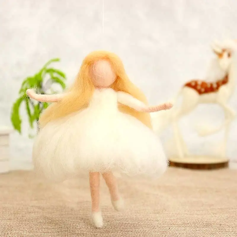 Non-Finished Women Wedding Decoration Angel Fairy Girl Wool Needle Felting Gift For Christmas Birthday Fieltro Handmade Material