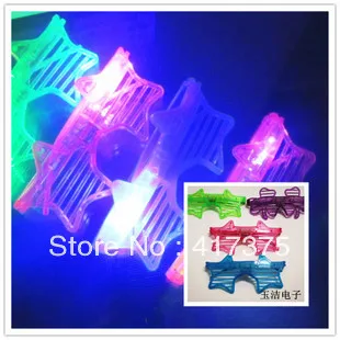 Led luminous /louver window flashing glasses masquerade party supplies 3 styles/star,leaf,heart/round/1 set/50 PCS,wholesale