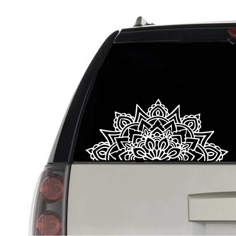 Mandala Car Decal Half Mandalas Sacred Geometry Laptop Vinyl Sticker Boho Hippie Bohemian Spiritual For Apple MacBook Decor