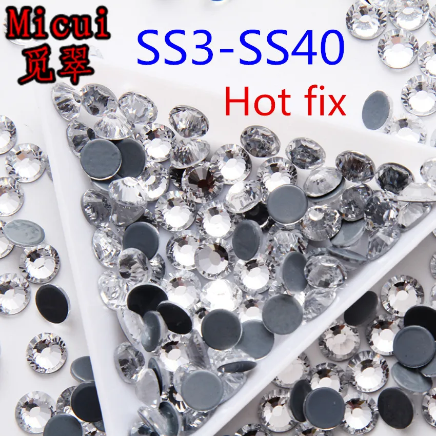 Micui SS3-SS40 Clear Hot fix Steentjes Ijzer Op Steentjes Voor Kleding Hoge Kwaliteit Kristalglas Hot back Glas Steen MC995