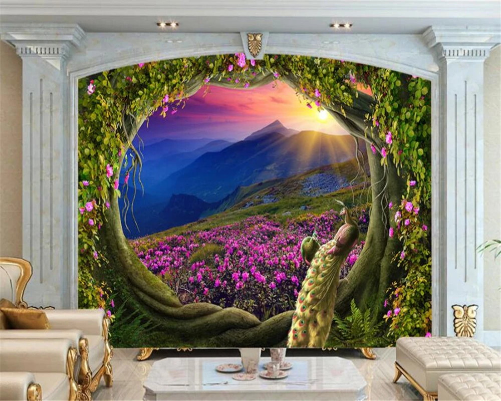 beibehang Customize any size 3d wallpaper Magical Magic Garden peacock Wall 3d wallpaper papier peint wallpaper for living room