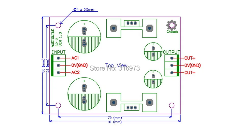 PCB Power Supply Board Kit, Baseado em LM317 e LM337 IC