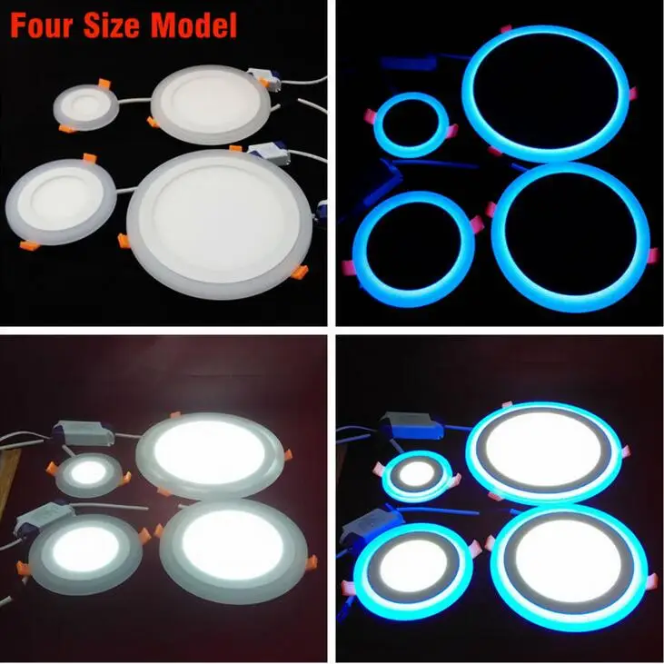 Double Color Round LED Panel Downlight 5W 9W 16W 24W, 3 Modes LED Panel Lights AC85-265V Recessed Ceiling Lamps CE ROHS