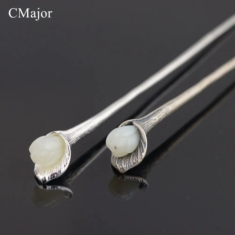 CMajor Delicate Flower Shaped Natrual Stone Hair Sticks For Women Vintage Hair Jewelry Hair Accessories Best Gift For Her