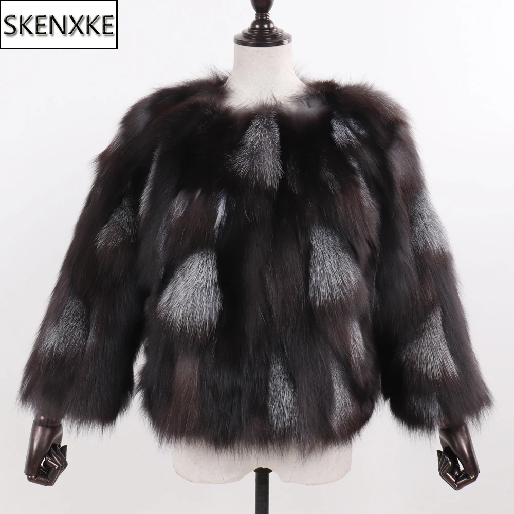 

New Arrival Women Winter Genuine Sliver Fox Fur Coats Ladies Warm 100% Natural Fox Fur Jackets Russian Fashion Real Fur Overcoat