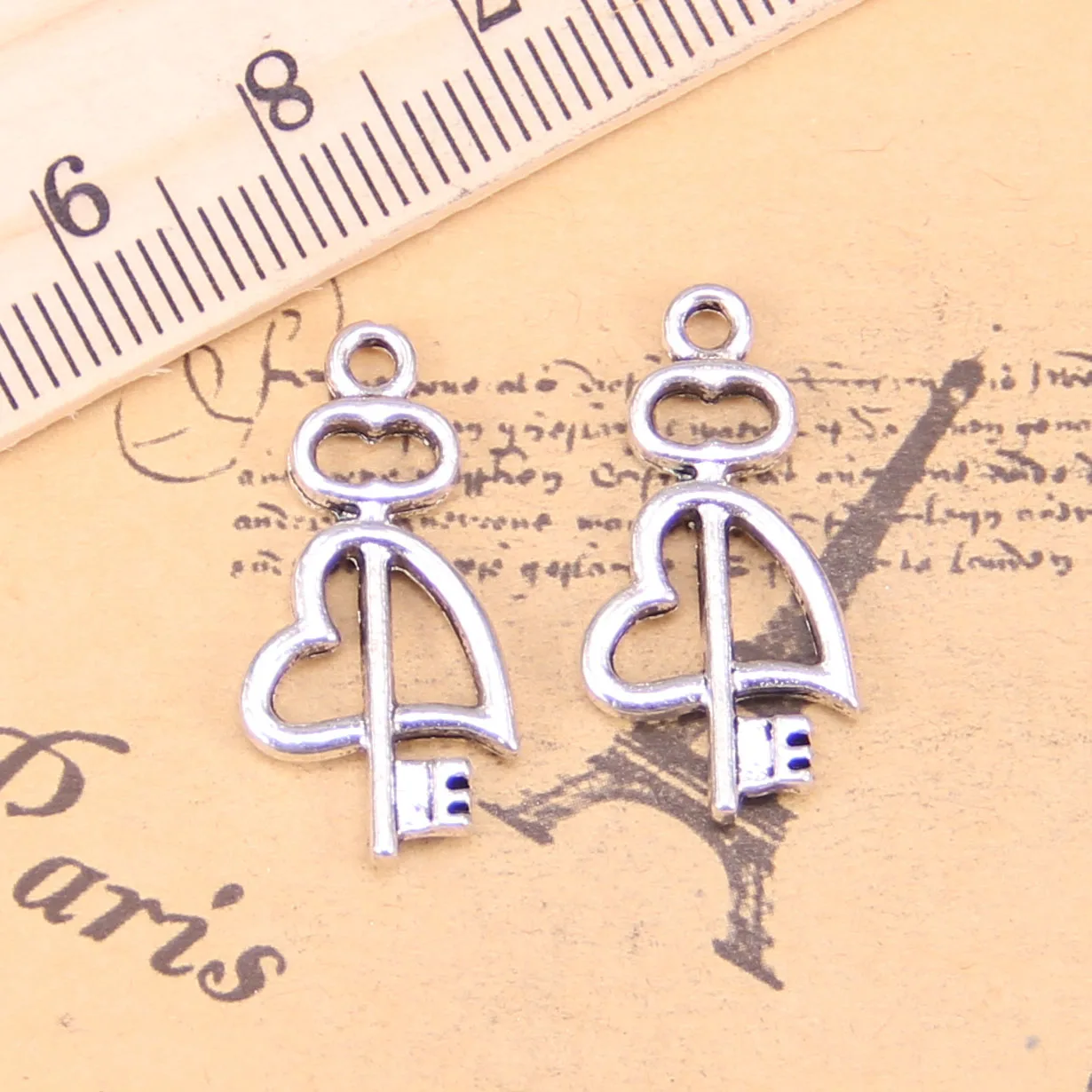 68pcs Jewelry Charms key cross heart 23x12mm Antique Silver Plated Pendants Making DIY Handmade Tibetan Silver Jewelry