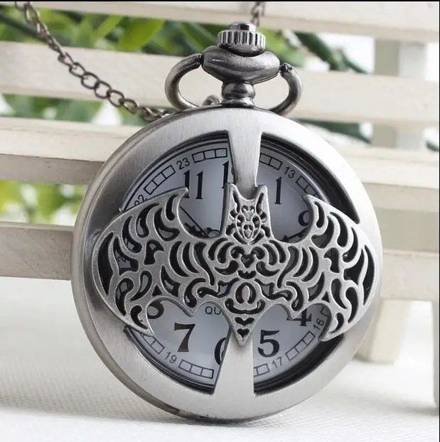 Halloween vampire bats cross watch special biochemical creative quartz pocket watch fob chain gifr po478