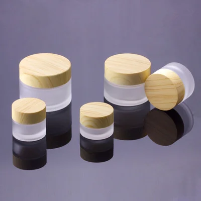 5G 10G 15G 30G 50G Frost Glass Bottle Plastic Bamboo Lid Glass Jar Empty Bottle Cream Jar Cosmetic Packaging Container