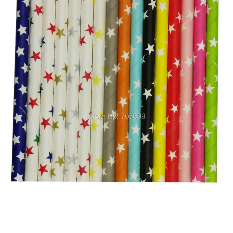 

Free shipping Star Paper Straws, Drinking Paper Straws Drinking Straws yellow and 9 colors mix 1800pcs Mix Colors Accept