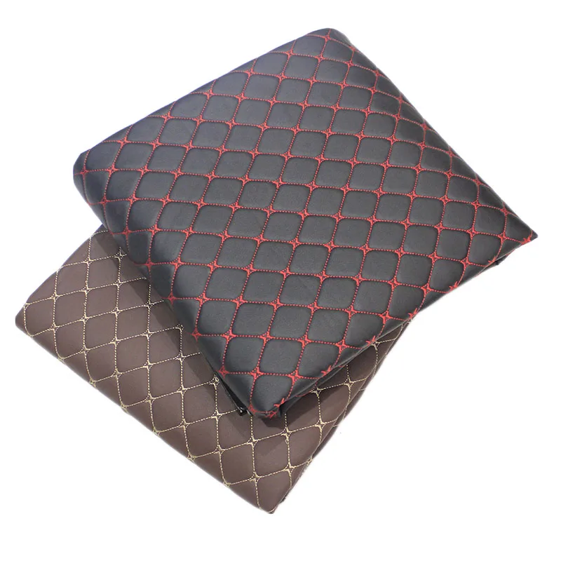 1Meter furniture PU leather perforated embroidered plaid fabric car interior roof fabric plaid car seat cushion fabric 0.3cm