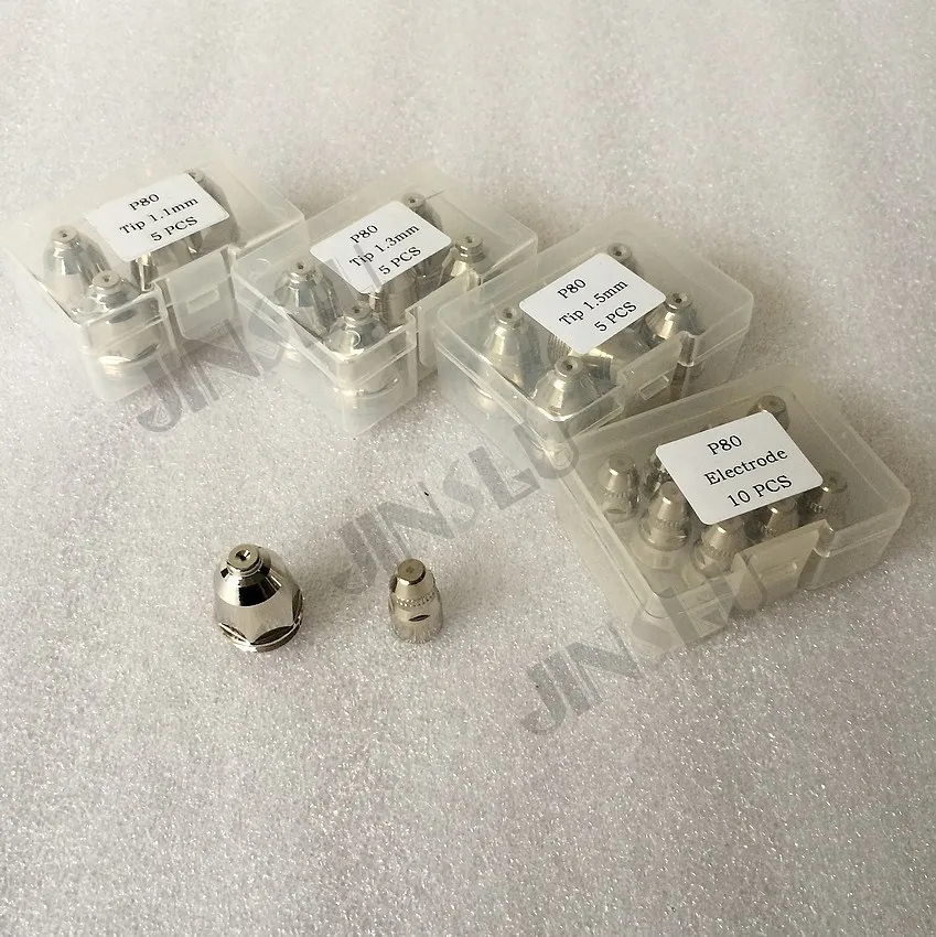 P-80 P80 Plasma Cutting Torch Konsumsi Tips (1.1 Mm 1.3 Mm 1.5 Mm 1.7 Mm) 10 Pcs & Elektroda 10 Pcs