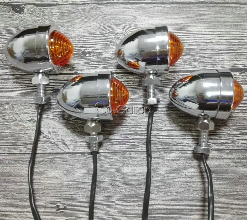 4pcs Chrome Bullet Motorcycle Turn Signals For Yamaha Dragstar V-star DS 400 650 950 1100 DS400 DS650 XVS XVS400 XVS650 XVS1100