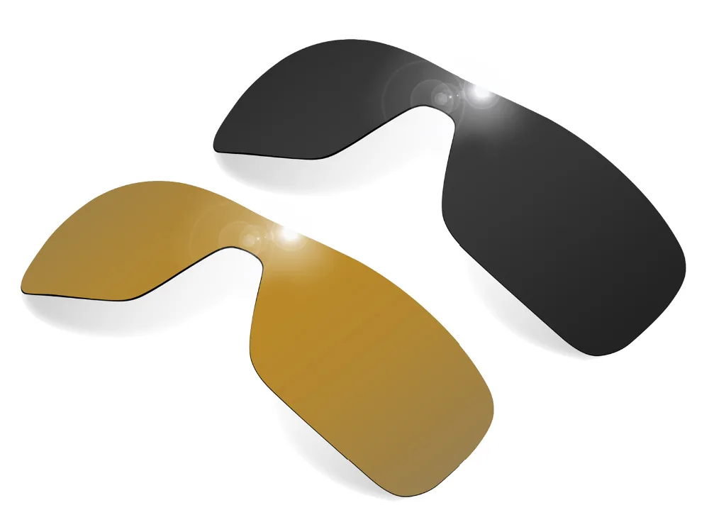 Glintbay 2 Pieces Polarized Sunglasses Replacement Lenses for Oakley Turbine Rotor Stealth Black and Bronze Gold