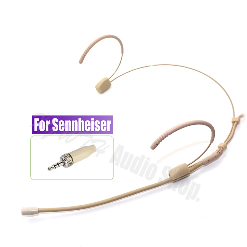 Double Earhook Headworn Headset Microphone Condenser Mic for Sennheiser Wireless Bodypack Transmitter 3.5mm Screw Locking Plug