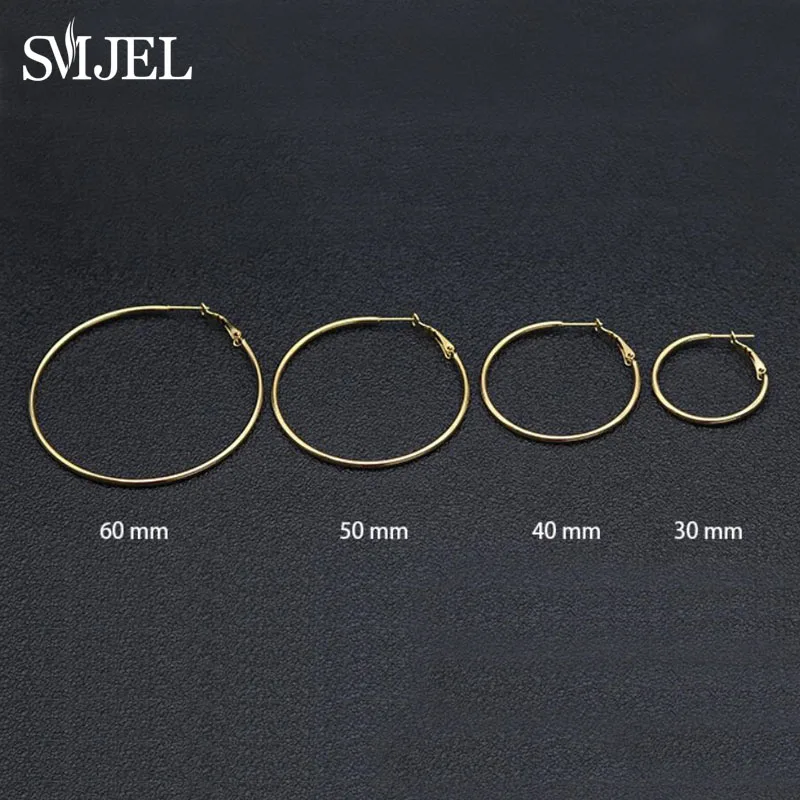 SMJEL Trendy Large Hoop Earrings Big Smooth Circle Earing Basketball Brincos Celebrity Brand Loop Earring for Women Jewelry 2020