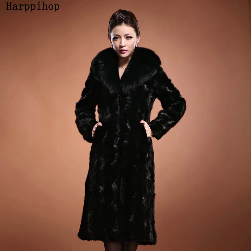 Free shipping EMS 2019 warm long style  mink overcoat women's fur coat