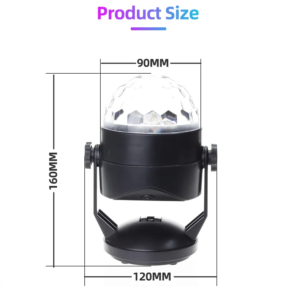 LED Stage Lighting Sound Activated Party Lights RGB Disco DJ Party Light Battery Powered/USB Plug Magic Ball Laser Projector
