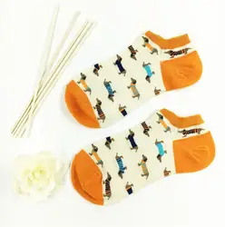 Coloridos calcetines de algodón para mujer, medias con dibujos de animales, perro salchicha, pareja de chicas, primavera y verano, venta al por mayor, Zoo