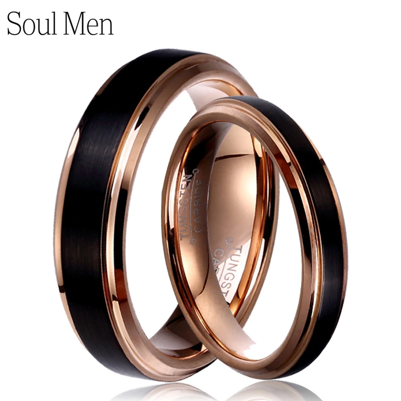 Classic Wedding Bands For Women Men Couples Tungsten Carbide Rose Gold For Engagement Ring anillo tungsteno pareja boda 4/6/8mm