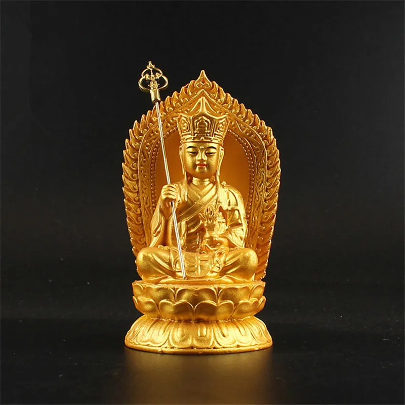 

Resin Handmade Ksitigarbha Bodhisattva Statues Tibetan Buddhism Buddha Statue Ksitigarbha Painted sand gold car ornament