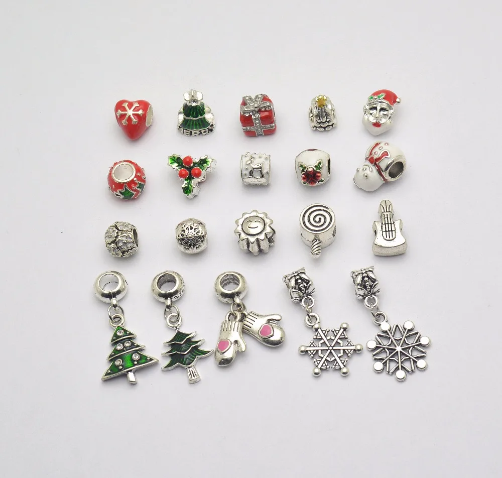 Mixed Christmas Series snowflake Charms Beads Fit Pandora Charms Bracelet Women Fashion Bead 20pc/lots  feng0015