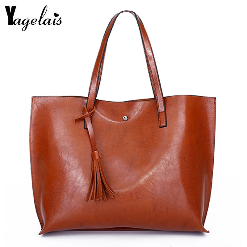 

Hot Sale Pu Leather Tassel Handbags Women Purse Shopping Totes Luxury Designer Sac A Main Vintage Fashion Shoulder Bag Female