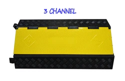 1 Pack 3 Channels Cable Protectors Ramp Heavy Duty Cable Cover Guard Wire Cord Ramp Driveway Rubber Traffic Speed Bumps