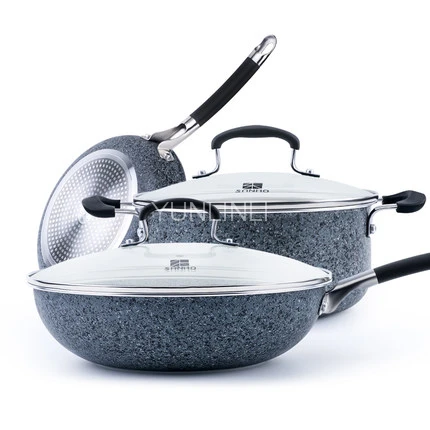 3 pezzi/set Non-stick Padella Pentola di Cottura e Zuppa di Pentola Da Cucina Senza Fumo Fornello Pentolame e Utensili per cucinare Set Combinazione T608