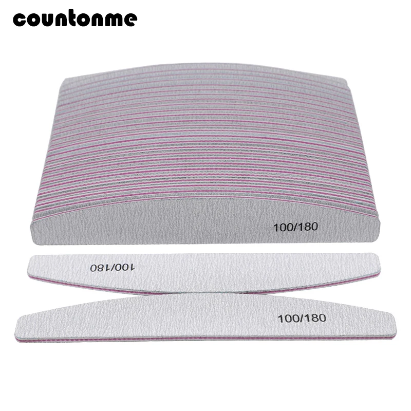 10Pcs 100/180 Pilnik do paznokci szlifowanie polerowanie Blok buforowy UV Żel do paznokci Polerowanie Manicure Pedicure Narzędzia do pielęgnacji paznokci Szara łódź