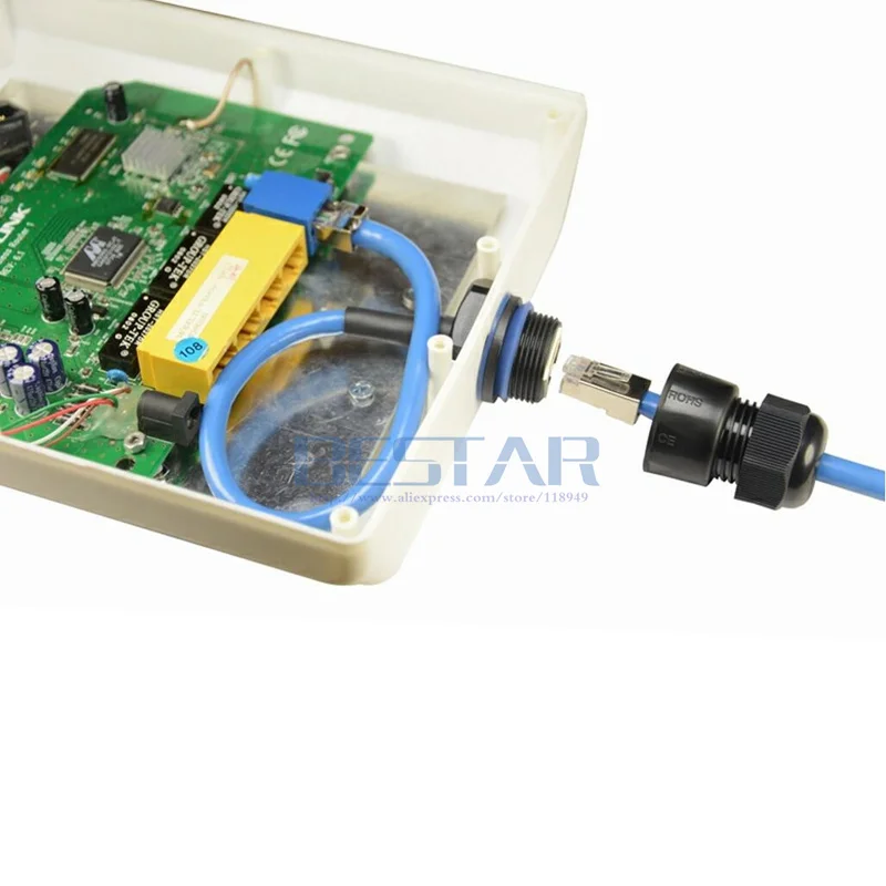 25 سنتيمتر RJ45 CAT6E كابل إيثرنت IP68 M25 التدريع موصل مقاوم للمياه لشبكة ADSL LED LCD في الهواء الطلق AP IP كاميرا