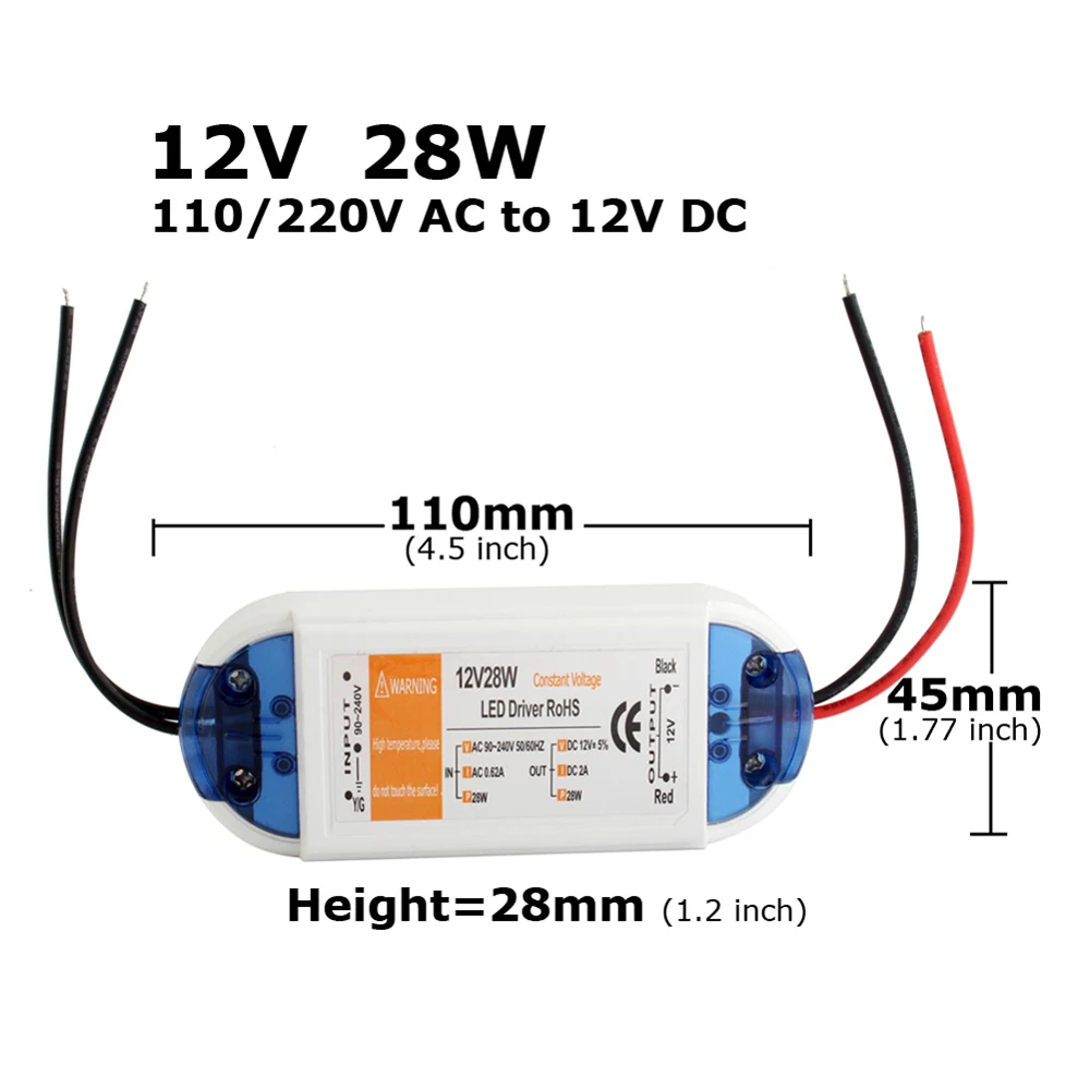 LED Driver 12V 18W 100W 28W 48W 72W Power Supply 12 Volt Adapter AC 110V 220V to 12V DC Lighting Transformer for LED Strip CCTV