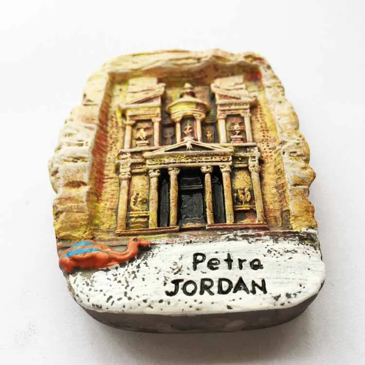 Petra tourist souvenirs magnetically attached with hand gift promotion in the ancient city of Jordan