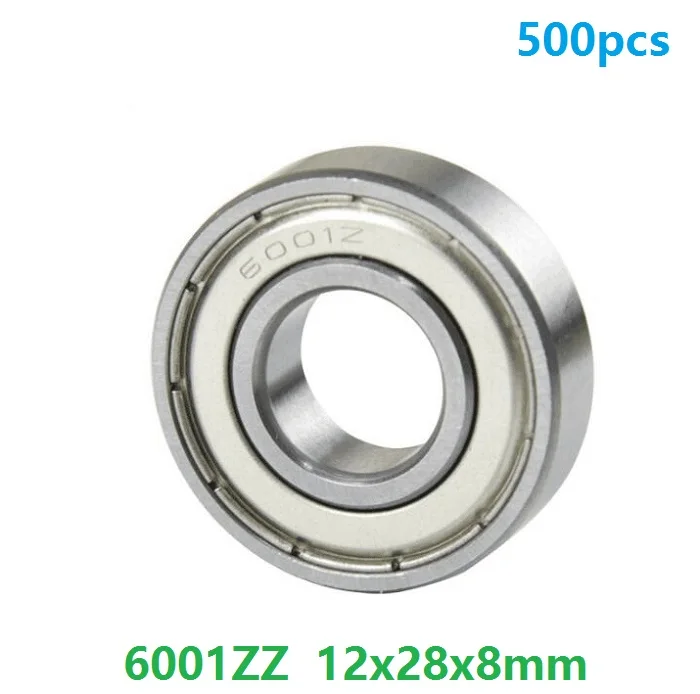 500pcs/lot 6001ZZ 6001Z 6001 ZZ Z 12x28x8 mm double shielded Deep Groove Ball bearing Mini Ball Bearings shaft 12*28*8mm