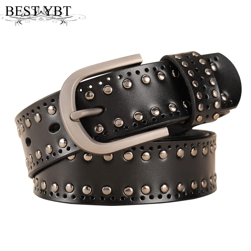 

Best YBT Women belt fashion rivet decoration Imitation leather Alloy pin buckle belt casual simple Women sport cowboy belt