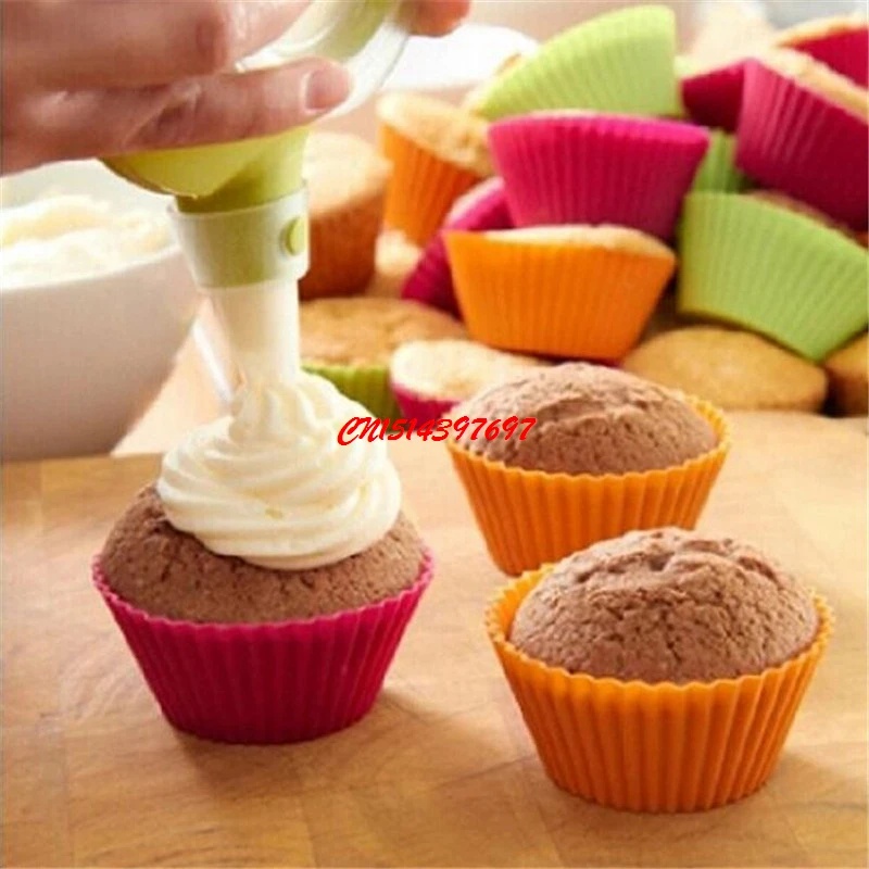 6pcs/set 300sets/lot High Quality Silicone Muffin Cases Cake Cupcake Liner Baking Mold Bake ware Maker Mold Tray   FF18070305