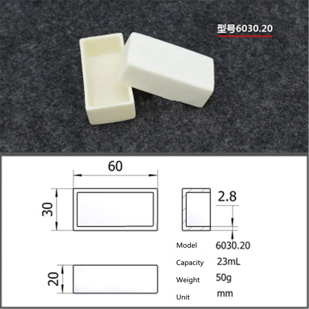 

99.5% Square corundum crucible /23ml 6030.20/ Temperature 1600 degrees / Sintered ceramic crucible