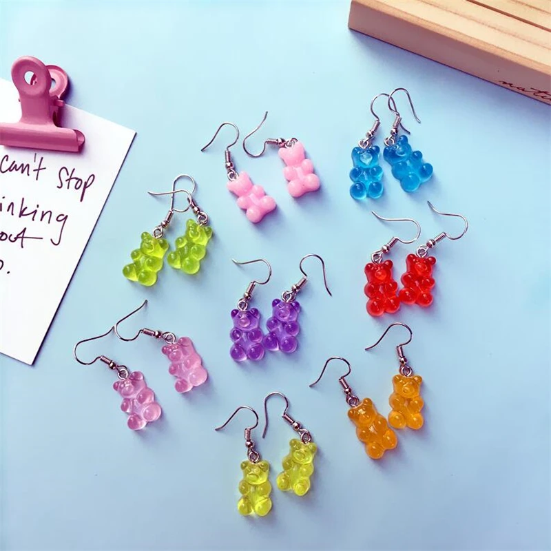 resin Handmade romantic creative cute bear earrings women romantic oso Pendien brincos novelty Childlike bijoux femme girl gifts