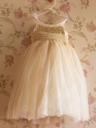 Elegant New Fashion Princess Girl Dress Golden Sequined Lace Party Wedding Birthday Girls dresses tutu elegant