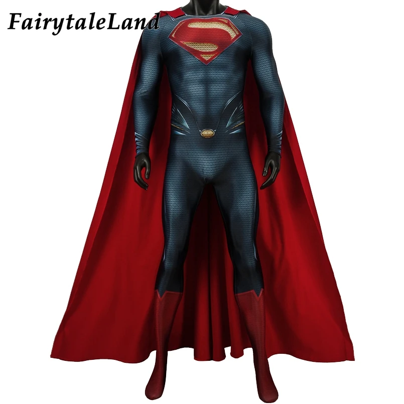 Newest Adult Superhero Cosplay Halloween Carnival Costume 3D Printing Hero Spandex Jumpsuit Red Cape Fancy Bodysuit image 3