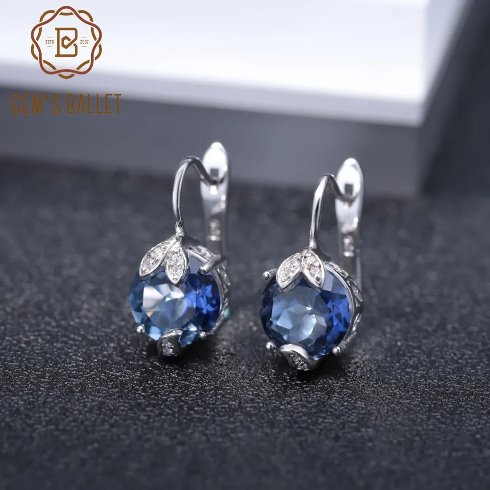 

Gem's Ballet 6.66Ct Natural Iolite Blue Mystic Quartz Gemstone Stud Earings 925 Sterling Silver Women's Simple Elegant Earrings