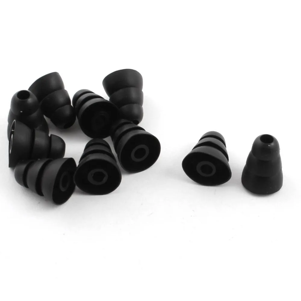 10 Pcs Black Large Silicone 16mm High Triple Flange In Ear Earbud Eartips