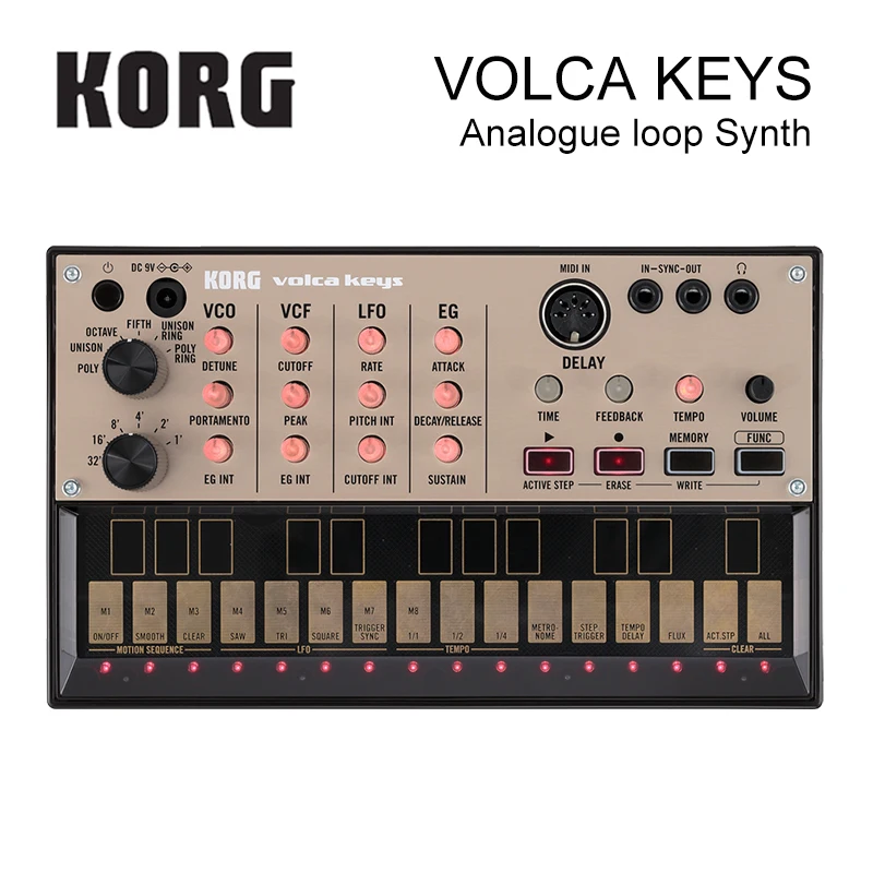 Korg Volca Keys Sintetizador analógico Silenciador de sonido analógico polifónico Sintetizador introductorio del secuenciador de bucle y motor