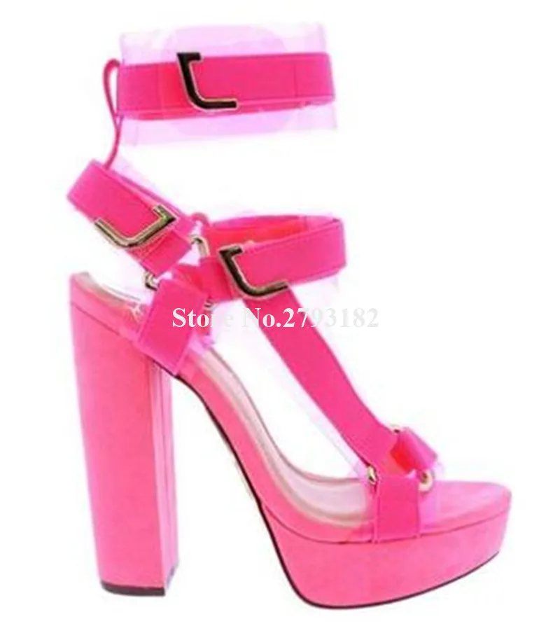 

New Design Women Fashion Open Toe Suede Leather High Platform Gladiator Sandals Ankle Wrap Buckles High Heel Sandals Dress Heels