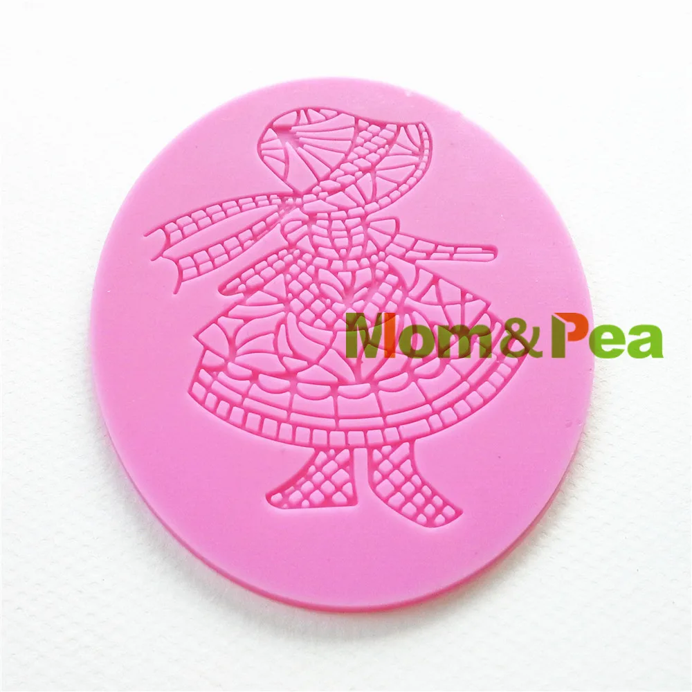 Mom&Pea GX121 Free Shipping Silicone Lace Mold Girl Cake Decoration Fondant Cake 3D Mold Food Grade Silicone Mould