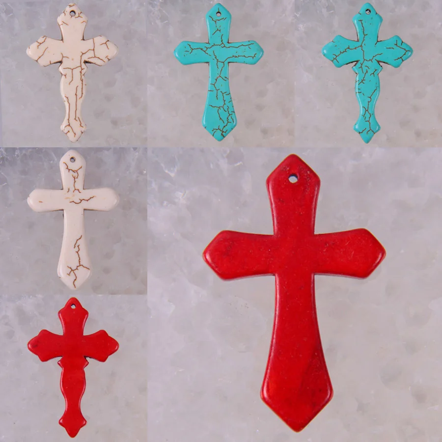 Howlite Cross GEM Pendant Jewelry Loose Bead S001-S006