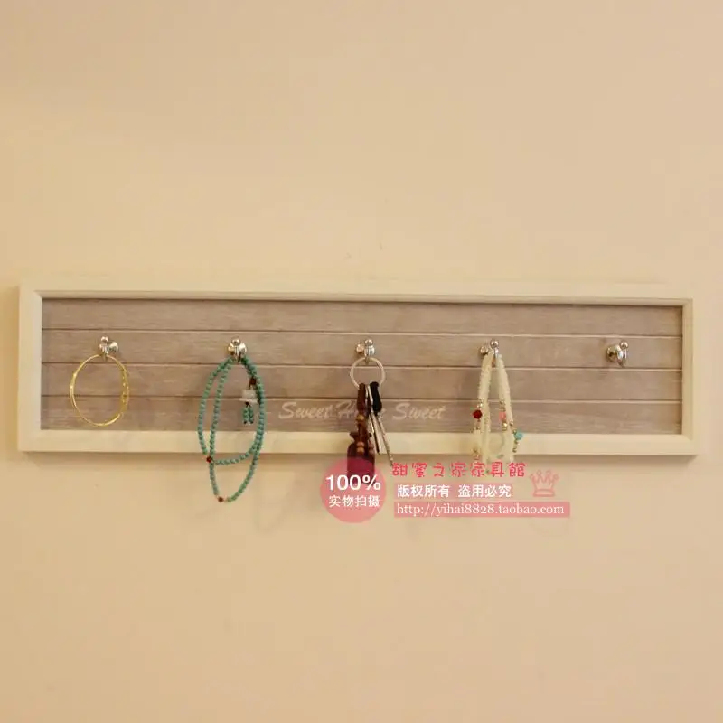 Creative coat hooks wall clothing store American retro decorative wood coat hooks key hook wholesale jewelry rack